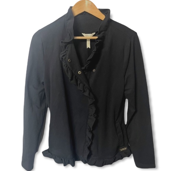 Matilda Jane “All Is Calm” soft jersey stretch ruffle trimmed snap front jacket - Picture 2 of 5